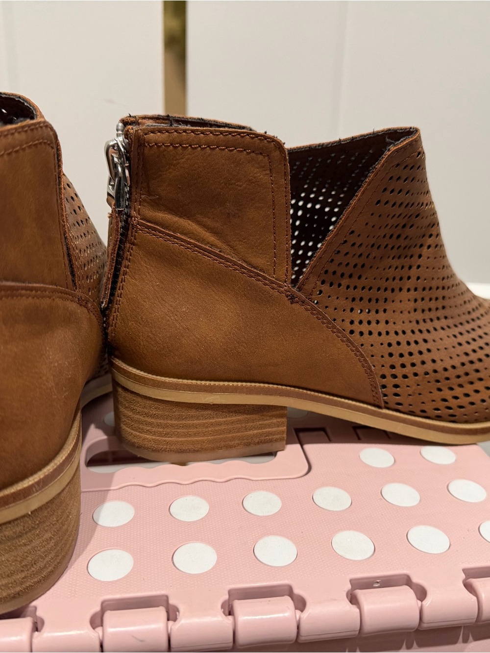 Steve Madden Brown Perforated Leather Ankle Booties